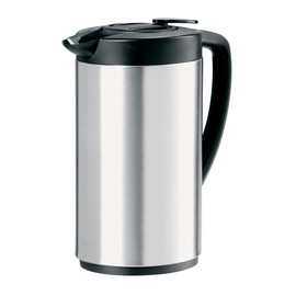 OGGI Oval Carafe Glass Liner - Stainless Steel Body, 1 Liter / 34oz Capacity - Ideal Glass Vacuum Coffee Carafe and Tea Thermos, Press Button for Easy Pouring - Stainless