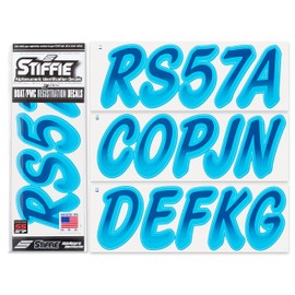 STIFFIE Whipline Navy/Sky Blue 3" Boat & PWC Registration Decals • Numbers Letters Stickers