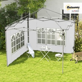 Outsunny Gazebo Side Panels with Window for 3x3(m) Pop Up Gazebo, 2 Pack Sides Replacement, White
