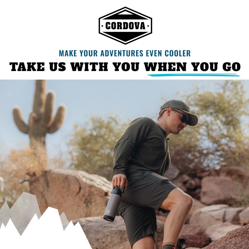 Cordova Outdoors Trailhead Class Water Bottle, Obsidian, 18 oz