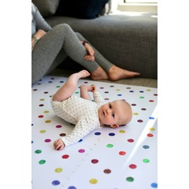 Yay Mats Stylish Extra Large Baby Play Mat. Soft, Thick, Non-Toxic Foam Covers 6 ft x 4 ft. Expandable Tiles with Edges Infants and Kids Playmat Tummy Time Mat (Cassia Polka Dot)