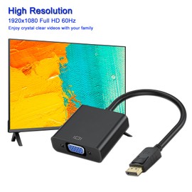 UYGHHK DisplayPort to VGA Adapters, Gold-Plated Display Port DP to VGA Converter (Male to Female) for Computer, Desktop, Laptop, PC, Monitor, Projector, HDTV 4PCs