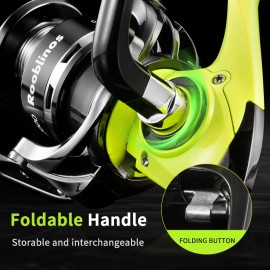 ROOBLINOS MX 5.2:1 Metal Spinning Reel, Suitable for Sea and Freshwater Bass Fishing, Featuring Corrosion ResistanceSpool Capacity: 4000 Series