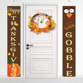 DodelyGz Happy Thanksgiving Porch Sign Banners Welcome Sign, Fall Holidays Door Decorations Thanksgiving Backdrop Flags for Yard Indoor Outdoor