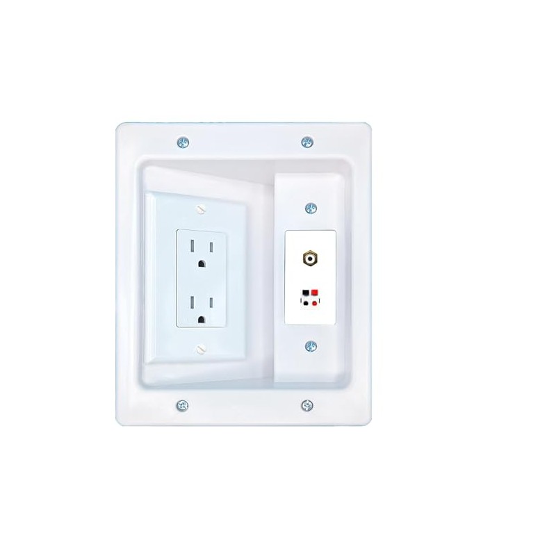 RiteAV RCA-White Speaker Recessed Wall Plate Cable Concealer Management Kit