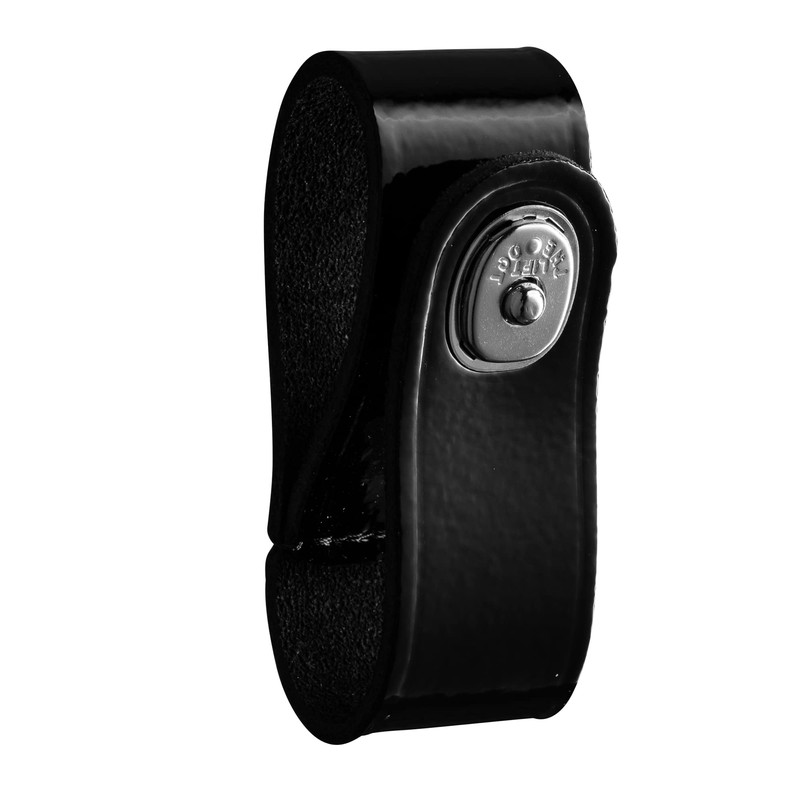 Handcuff Strap Black High Gloss Leather with Silver Snap