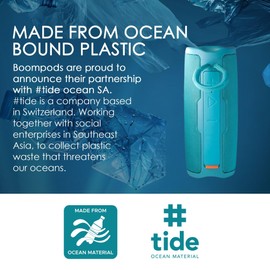 Boompods Beachboom 12 Waterproof Bluetooth Speaker - Outdoor Speaker Made of Ocean Plastic, Robust Bluetooth Box with 12 W & IPX7 Water Protection, 40 Hours, Music Boxes for Beach & Travel, Black