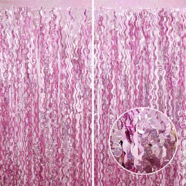 2Pcs Pink Wave Fringe Curtain HADEEONG 3.28ft x 6.56ft Tinsel Backdrop Foil Fringe Curtain Metallic Tinsel Curtain Party Streamers for Disco Birthday Bridal Shower Baby Shower Party Decorations
