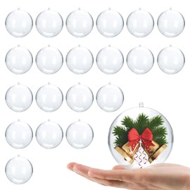 iwiio 20Pcs Clear Baubles to Fill, Clear Plastic Baubles for Craft, DIY Make Your Own Baubles, Clear Christmas Baubles for DIY Craft Xmas Tree Decor Balls, Christmas Party Decorations (5cm)
