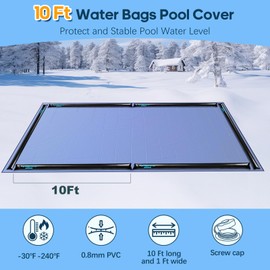 Water Bags for Pool Cover Inground - 0.8 mm Thick Single Chamber Water Tubes for Pool Cover Weights 10 Ft for Winterizing with Screw Caps, Swimming Pool Cover Water Bags for Winter - 6 Pack