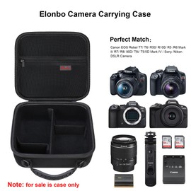 Elonbo Carrying Case for Canon EOS Rebel T7/ T6/ T5/ R50/ R100/ R5/ R5 Mark II/ R6 Mark II/ R7/ R8/ 90D/ T8i/5D Mark IV DSLR Camera, Canon EOS Camera Lens Tripod Hard Travel Bag Storage Holder, Black+