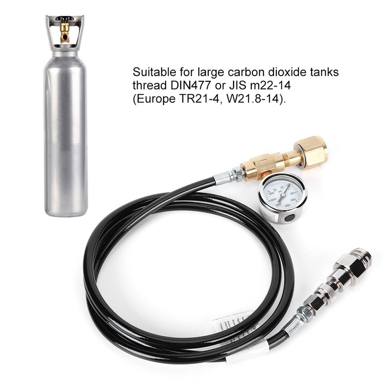 DIN477 1.5m Black Soda Hose with 3000psi pressure gauge Kit