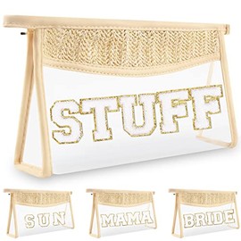 izuzta - Bolsa de maquillaje transparente para mujeres y niñas, Beige, Cosas