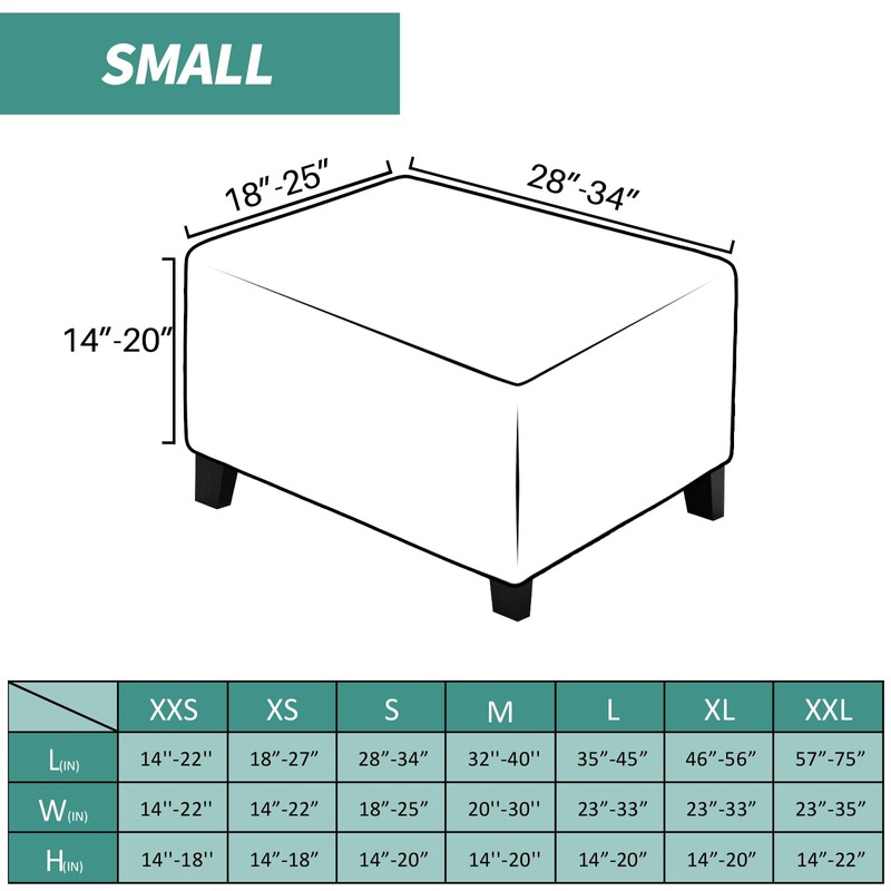 MAXIJIN Velvet Ottoman Cover Rectangular Stretch Square Ottoman Covers Slipcover