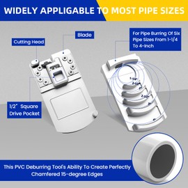 Deburring Tool for Plastic Pipe, Professional PVC Pipe Reamer Deburrs，for Pipe Burring of Six Pipe Sizes from 1-1/4 to 4-Inch，Effective Pipe Reamer Deburring Tool，PVC Chamfer Tool