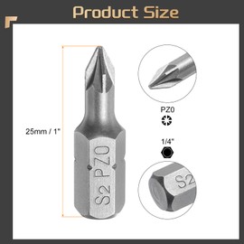 HARFINGTON 10pcs PZ0 Screwdriver Bits 1/4" Hex Shank Magnetic Head 1" Length S2 Steel Phillips Slotted Drill Bits for Repair Work Electric Screw Driver