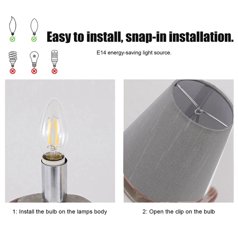 6 Pcs Cloth Lamp Shade Good Light Transmission E14 Candle