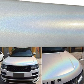 Moyishi Chameleon Vinyl Wrap Matte Metallic Vehicle Film Purple to Blue Stretchable Air Release DIY Decals 12"x60" (White)