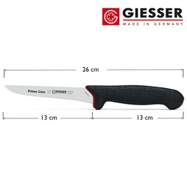 GIESSER seit 1776 - Made in Germany - Ausbeinmesser rutschfest PrimeLine, 13 cm Klinge flexibel, schwarz, scharfes Metzgermesser spülmaschinenfest, rostfrei
