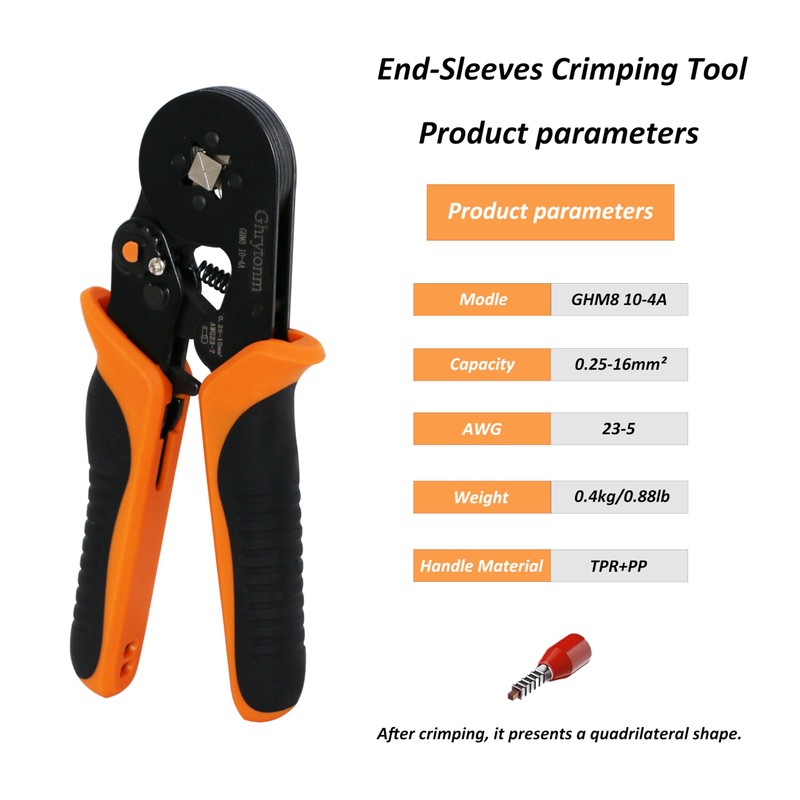 Ghrytonm Ferrule Crimping Tool Kit, AWG 10-4 Self-adjustable Ratchet Wire
