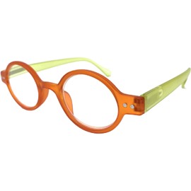 Incredible Bargains The Poppy, Plastic Round Style Reading Glasses + 1.25 Orange and Yellow