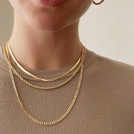Inilbran Boho Seilkette Halskette Verdreht Seil Choker Vintage Schlange Kette Halskette Mehrlagig Verdreht Link Kragen Für Frauen (Gold)