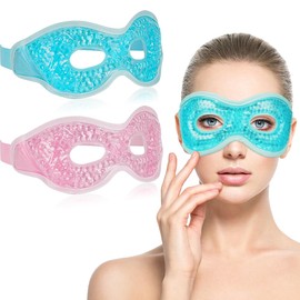 ACWOO Eye Mask, Cooling Glasses, Gel Eye Mask, Cooling Eyes Cooling Pads with Gel Beads, Cooling Eye Mask for Hot Cold Therapy, Swollen and Tired Eyes, Dark Circles, Migraines (Blue + Pink)