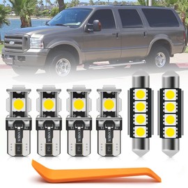 nsautolighting 12pcs White LED Interior Lights Bulb Kit for Ford Excursion 2000 2001 2002 2003 2004 2005 LED Map Dome License Plate Lights Super Bright 6000K Interior LED Light Bulbs + Install Tool