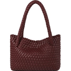 NOBLIFE Woven Vegan Leather Tote & Clutch Set - Birthday Gift for Women, Teachers, Beach Travel Bag with Magnetic Closure