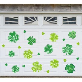 JarThenaAMCS St. Patrick's Day Garage Decoration Magnet Stickers Green Shamrock Refrigerator Decals Lucky Clover Magnet Stickers for Irish Party Home Garage Door Car Dishwasher Deco