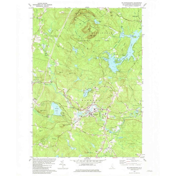 YellowMaps Mt Pawtuckaway NH topo map, 1:24000 Scale, 7.5 X 7.5 Minute, Historical, 1981, Updated 1981, 26.9 x 22 in - Paper