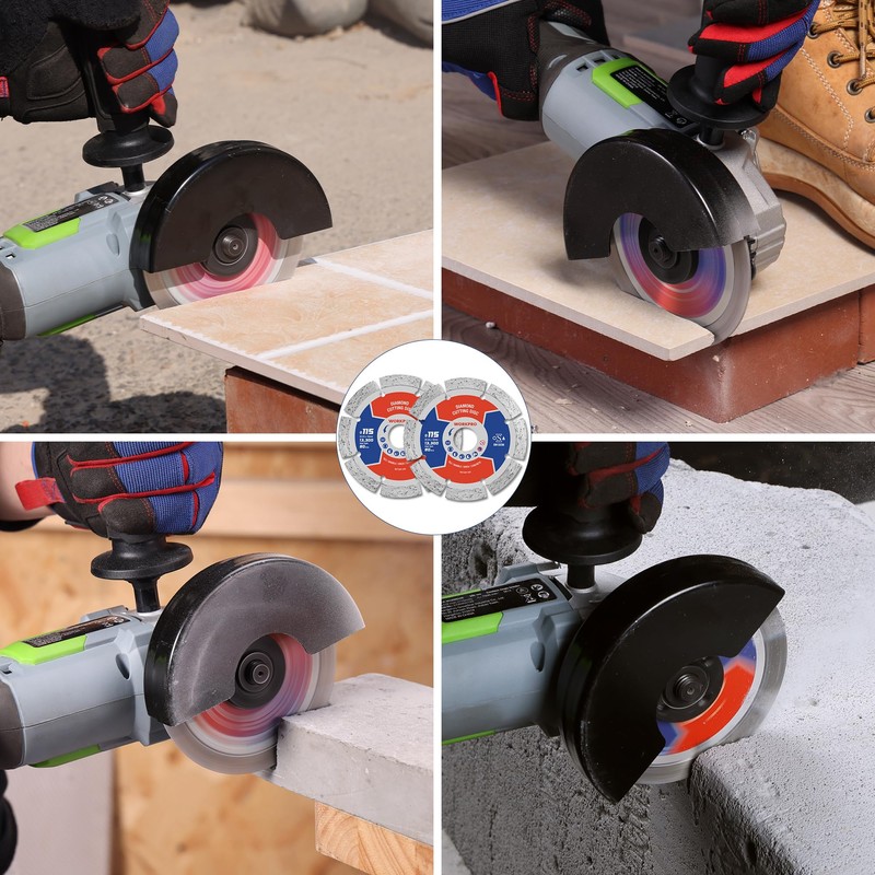 WORKPRO 2-Pack 115mm Diamond Cutting Discs, Segmented Diamond Saw Blades