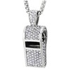 Mens Ice-out Whistle Pendant Necklace with Cubic Zirconia, Stainless Steel,