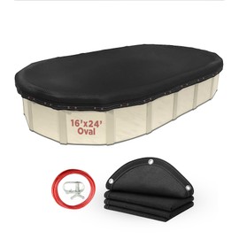 Buffalo Blizzard Micro Mesh 16 x 24/25 ft Oval Winter Pool Cover | Black Heavy Duty Cover for Closing Above Ground Swimming Pools | Easy to Install | Cold & UV Resistant | Shields from Seasonal Debris