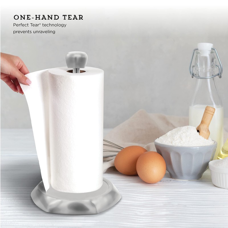 Kamenstein Hexagon Base Perfect Tear, Stainless Steel Countertop Paper Towel