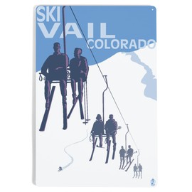 Lantern Press 12x18 Inch Metal Sign, Vail, Colorado, Ski Lift