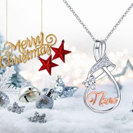 AmorAime 925 Sterling Silver Nana Necklace Grandma Necklace for Women Necklaces for Birthday or Mother's Day (Nana necklace 1)