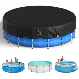 COSYUMI 21ft Round Pool Cover with Reflective Strip, Above Ground Pool Cover with Winch and Cable, 420D Oxford Fabric Solar Covers, One-Piece Tear Resistant, UV Resistant and Dustproof
