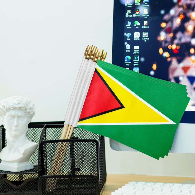 TSMD Guyana Stick Flag Guyanese Small Mini Hand Held Flags,5x8