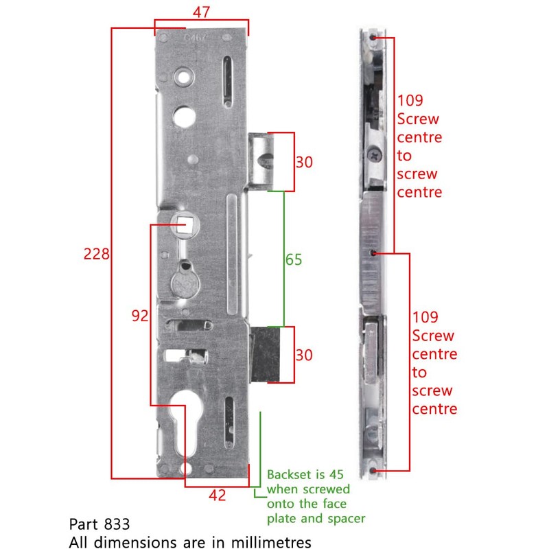 Lockmaster Milamaster 45mm Backset Lock Case Centre Gear Box