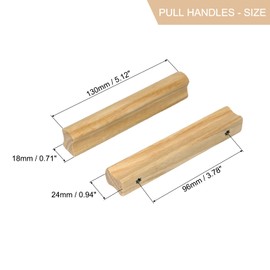 sourcing map 10Pcs Wood Drawer Pulls Handles with Screws Set 96mm/3.78" Hole Spacing Unfinished Beech Wood Cabinets Drawer Knobs Pull Handles for Kitchen Cabinets Dresser Furniture