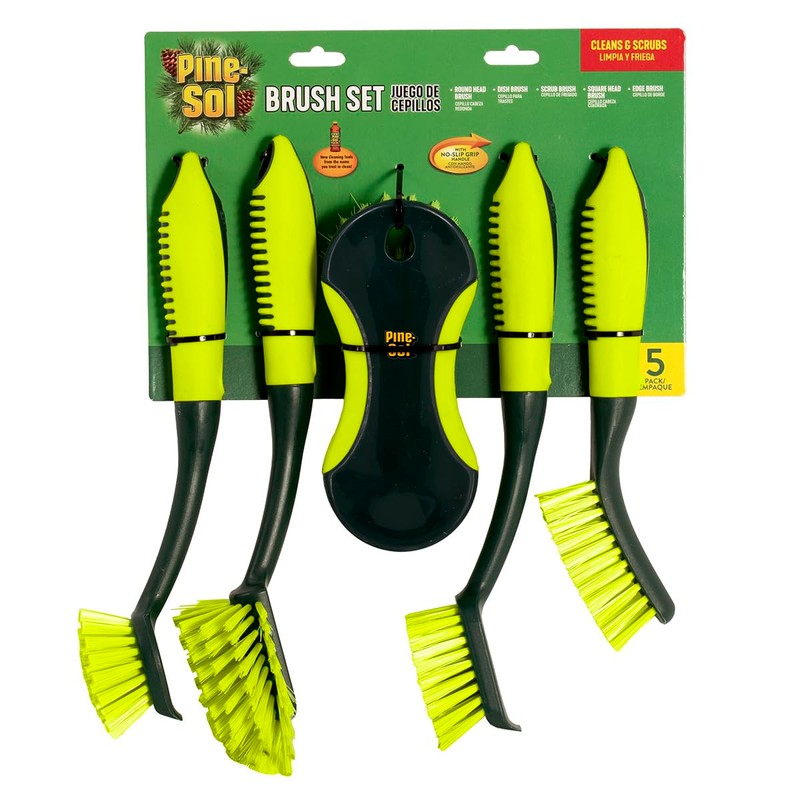 Pine-Sol Scrub Brush Set - Long Handle Cleaning Brushes with
