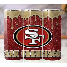 Handmade San Francisco 49ers Drip Tumbler 20oz Travel Mug Stainless Steel Cup Straw