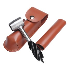 Bushcraft Hand Auger Wrench Survival Settlers Tool Wood Drill Peg Hole Maker Multitool for Camping Bushcrafting Outdoor Backpacking,Brown