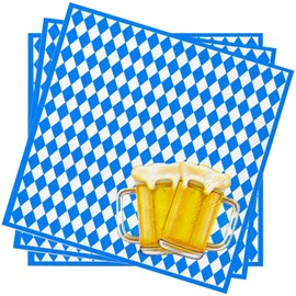 Oktoberfest Servietten, Wentsent 40 Stück Bayrische Servietten, Blau Weiß Servietten Oktoberfest Deko Servietten Tischdeko Party Dekoration für München Bierfest Oktoberfest Party