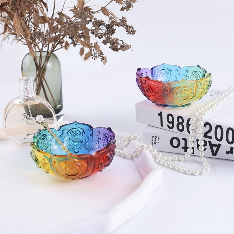 SWUAVD Flower Tray Resin Mold, 2Pcs Lotus Bowl Silicone Mold