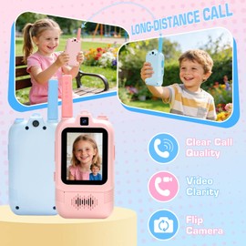 Aooess Dual Camera Video Walkie Talkies for Kids: Long Range Rechargeable with Dual Cameras, Outdoor Camping Games, Birthday Gifts for Boys and Girls Age 3-8