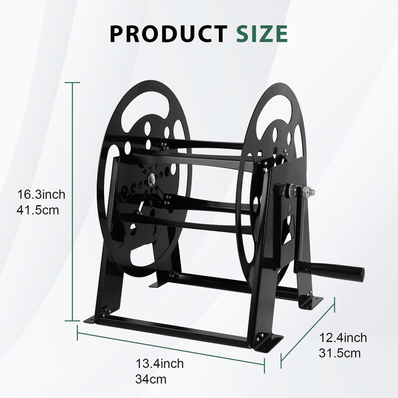 RV Extension Cord Storage Reel, Mountable Metal Reel Frame Holds