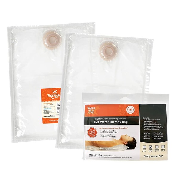 Tiger Tail DrySoak Hot Water Therapy Bags, Small (1 Gallon) - 2 Pack, Made in USA (Sister Brand Fomentek)