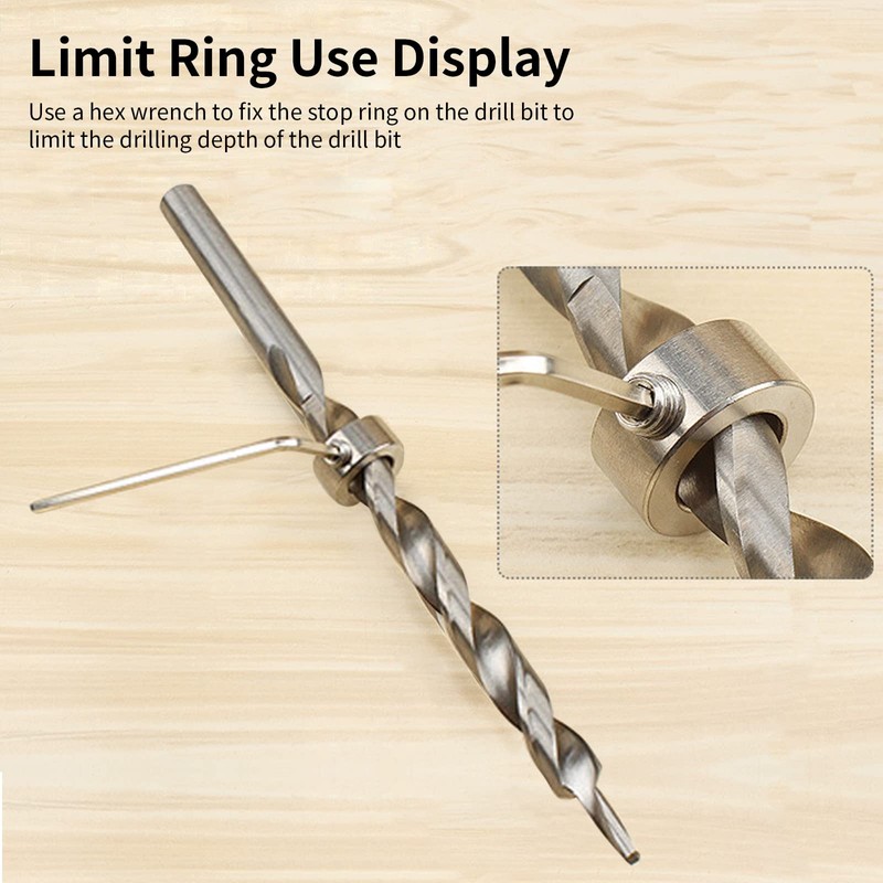 12-Piece Depth Stop for Drills, Stainless Steel Drill Depth Stop